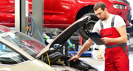 A mechanic in a garage