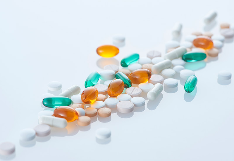 A selection of pharmaceutical tablets and capsules