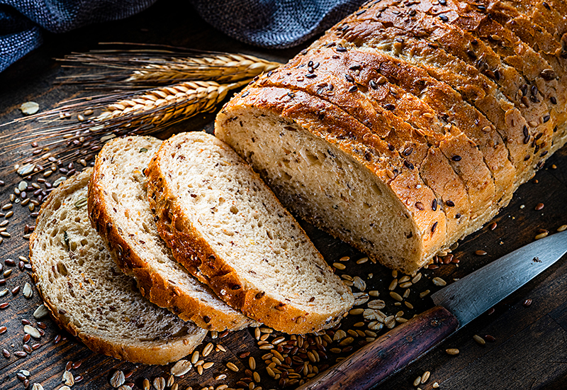 Freshly sliced wholemeal bread