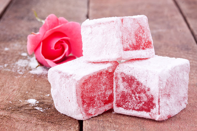 Blocks of pink turkish delight