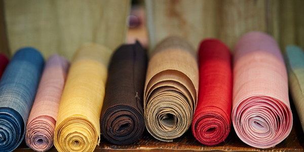 Rolls of colourful fabric