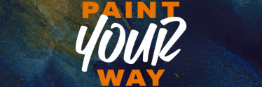 Blue and yellow background with text paint your way