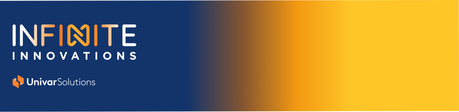 Blue to yellow gradient banner with the text "Infinite Innovations" above the Univar Solutions logo