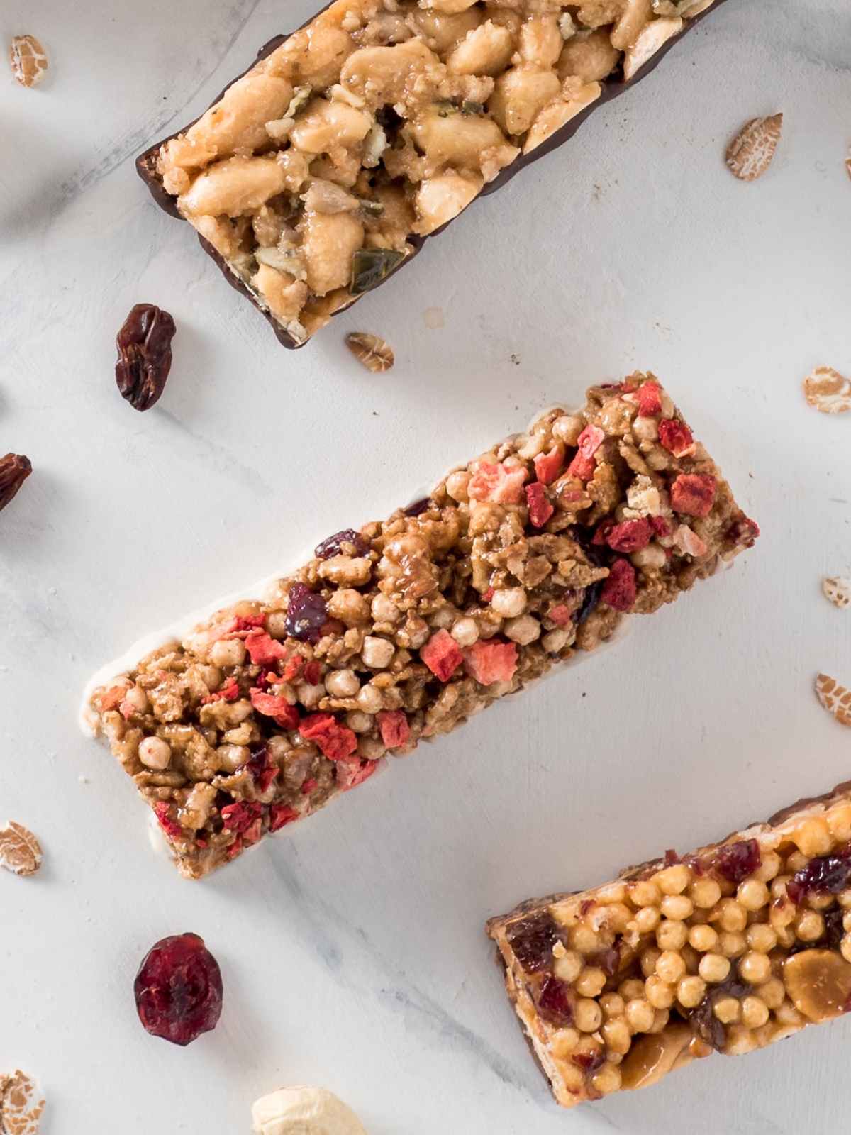 Three healthier ingredient snack bars
